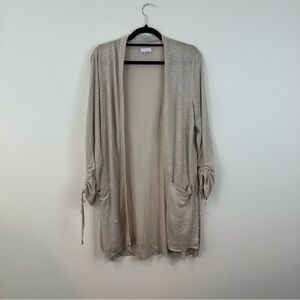 J. Jill Love Linen | Cream Cardigan Sweater Linen Relaxed Fit Size Medium
